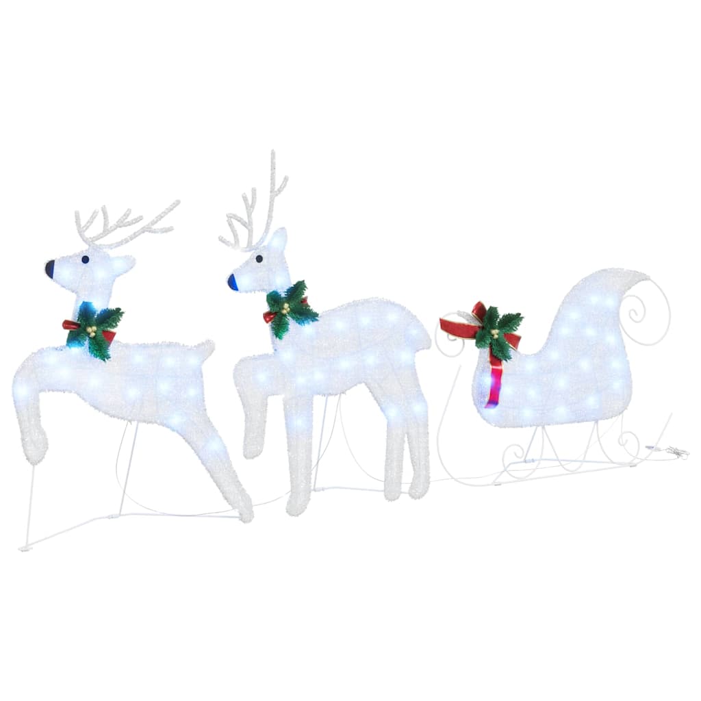 LED Reindeers 7 pcs Silver Fabric