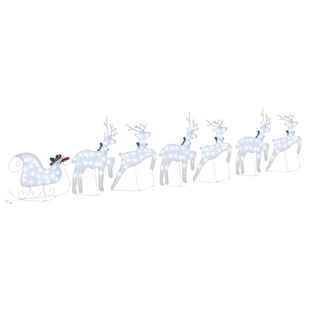 LED Reindeers 7 pcs Silver Fabric