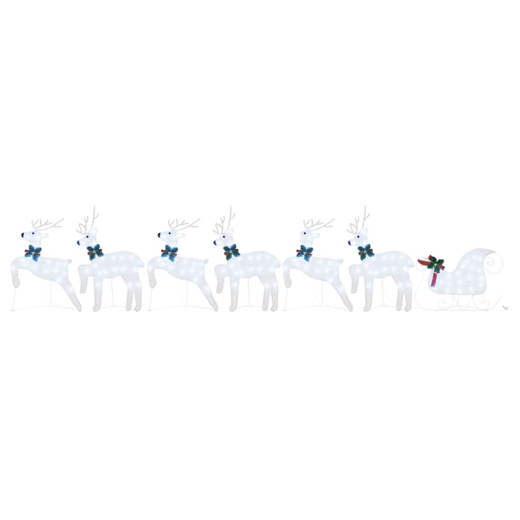 LED Reindeers 7 pcs Silver Fabric