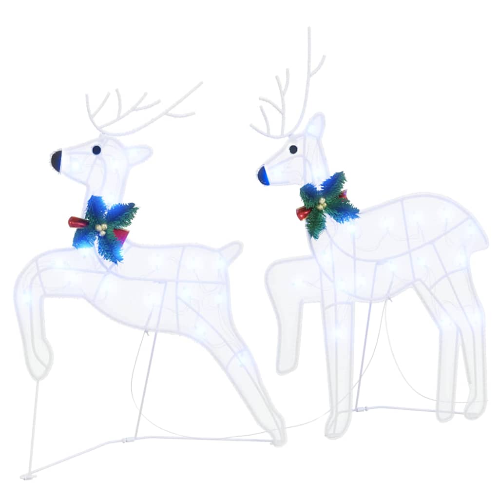 LED Reindeers 7 pcs White Fabric