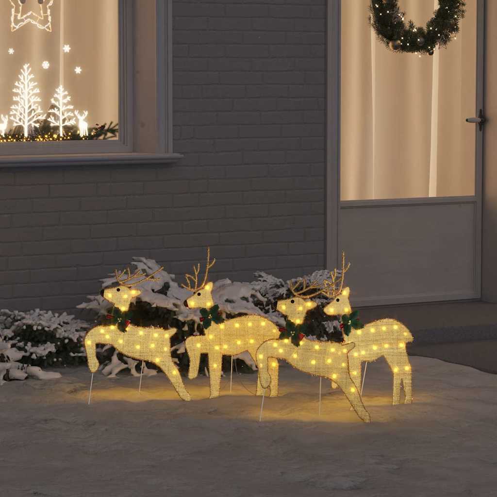 LED Reindeers 4 pcs Gold Fabric