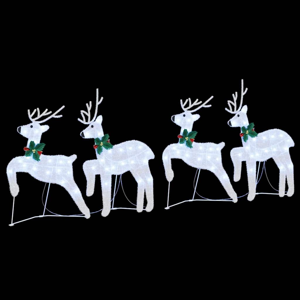LED Reindeers 4 pcs Silver Fabric