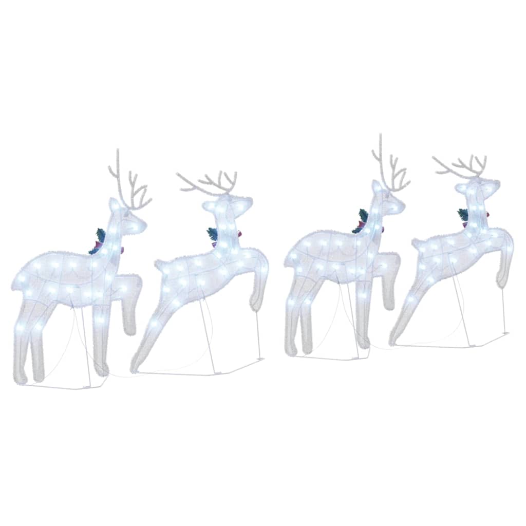 LED Reindeers 4 pcs Silver Fabric