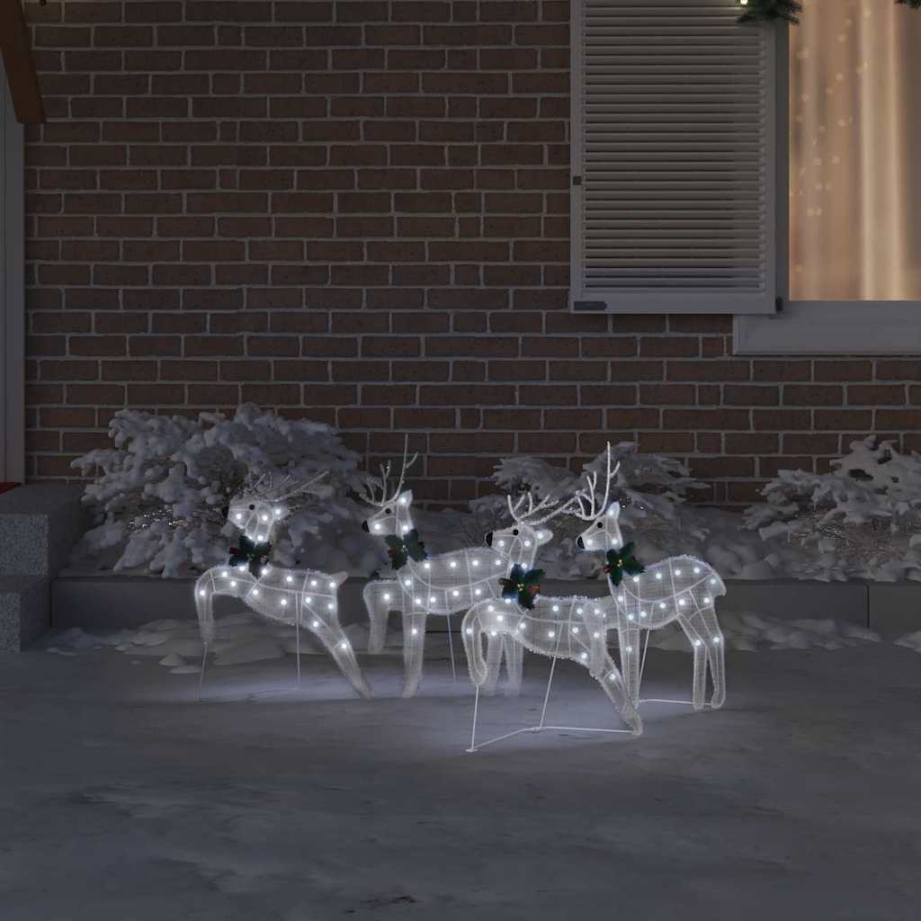 LED Reindeers 4 pcs White Fabric