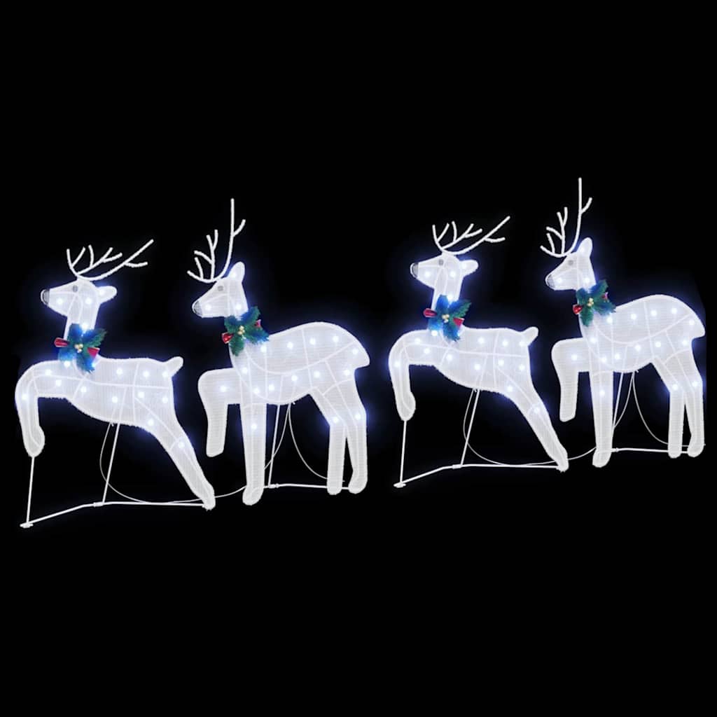 LED Reindeers 4 pcs White Fabric