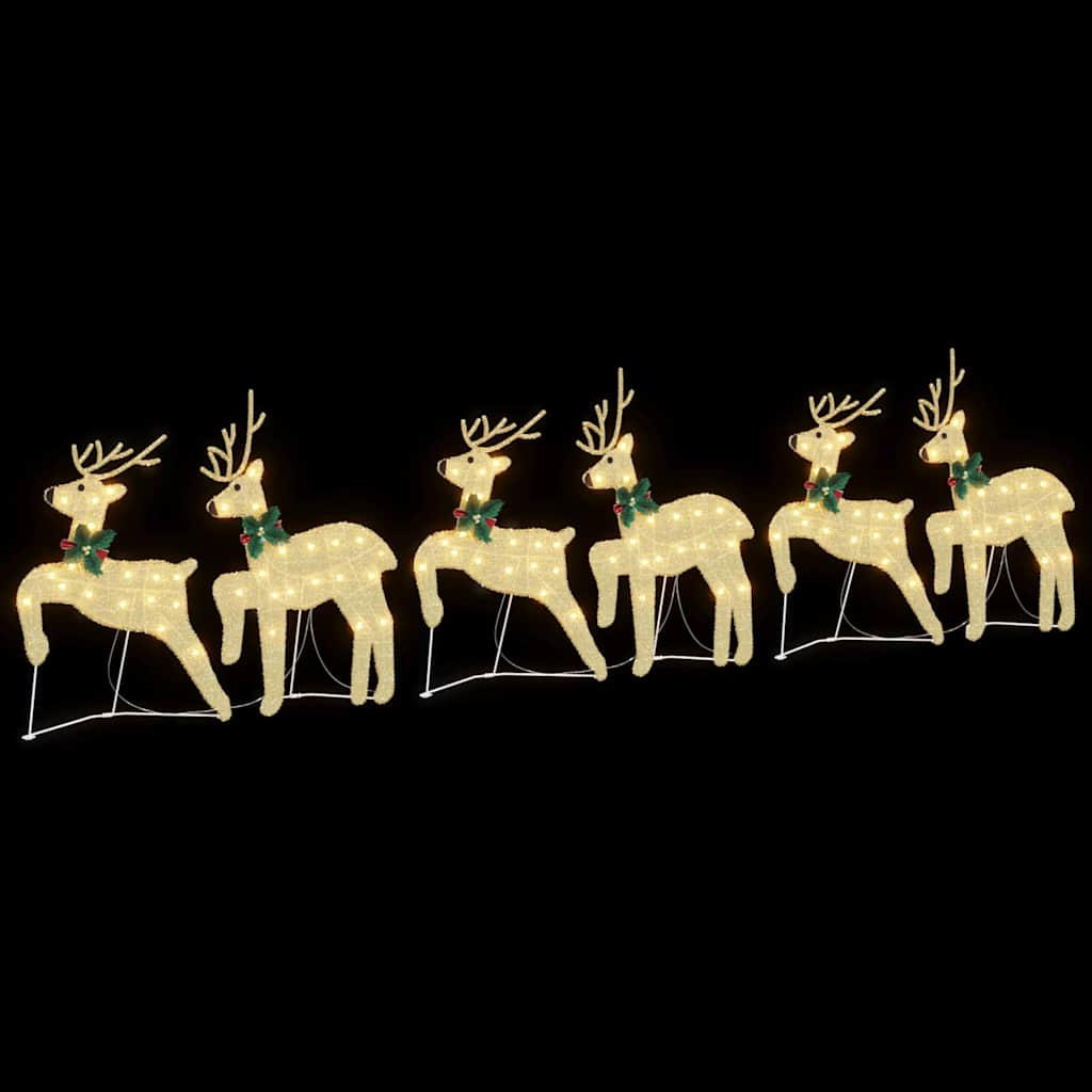 LED Reindeers 6 pcs Gold Fabric