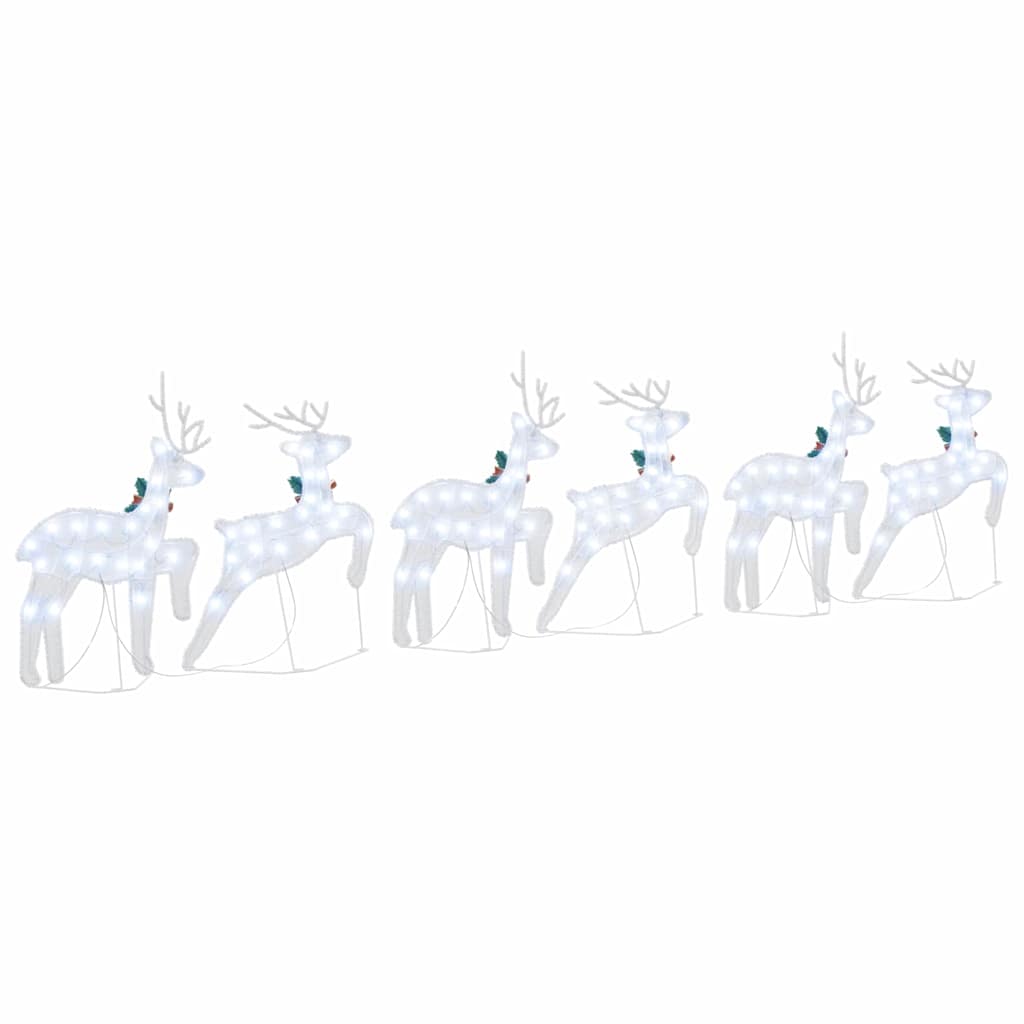 LED Reindeers 6 pcs Silver Fabric