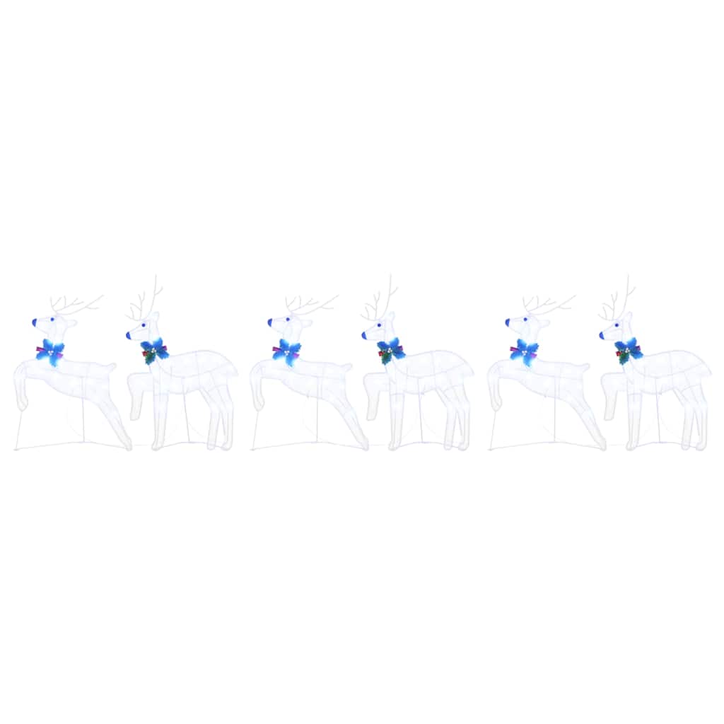 LED Reindeers 6 pcs White Fabric