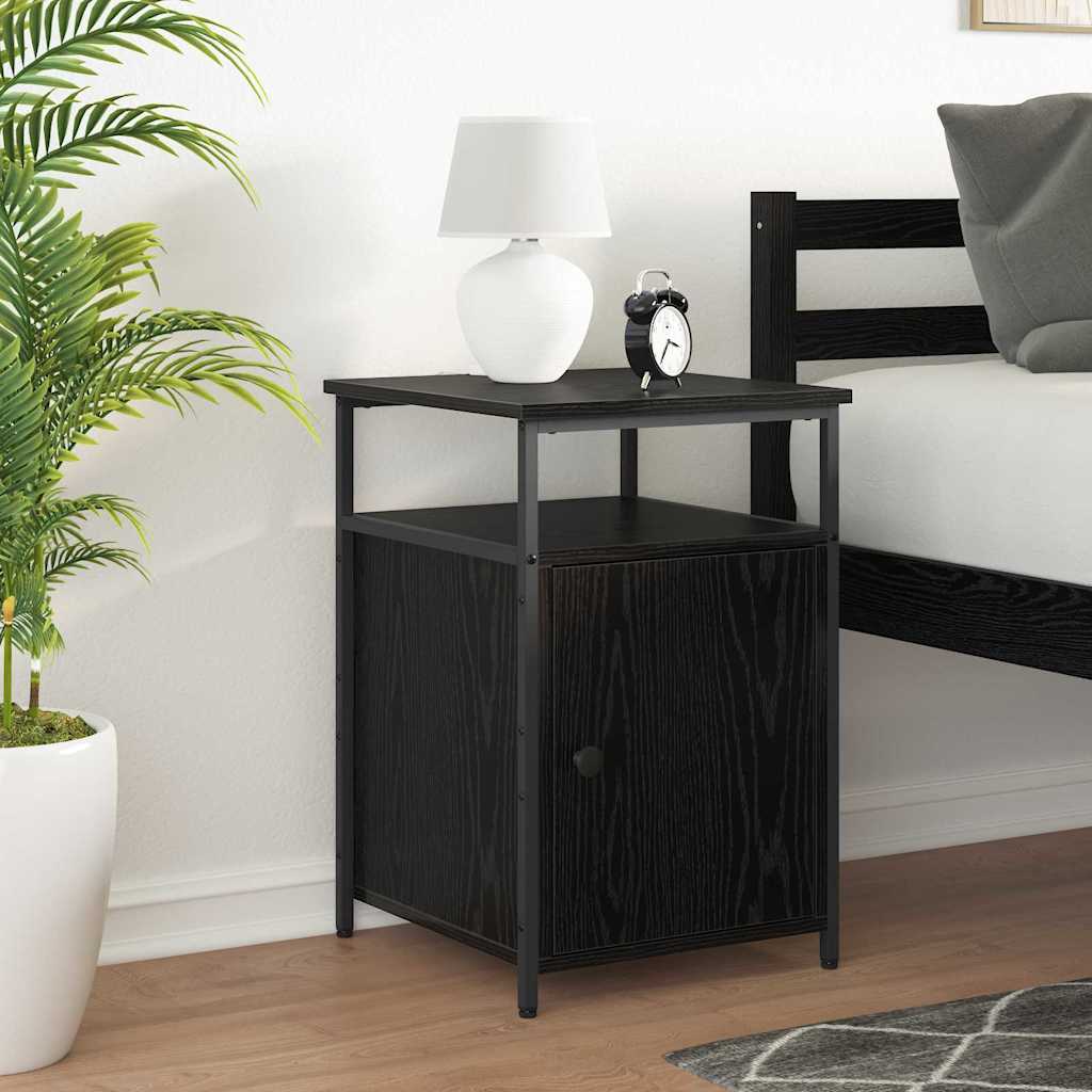 Bedside Cabinet Black oak Engineered Wood
