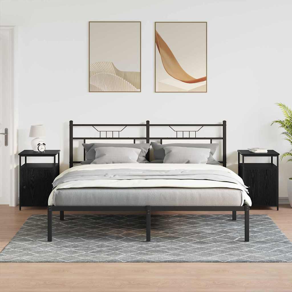 Bedside Cabinet Black oak Engineered Wood