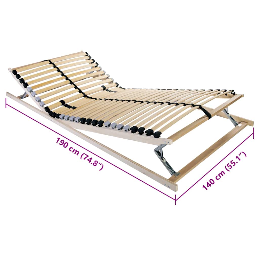 Slatted Bed Base Brown 140 x 190 cm Solid beech wood