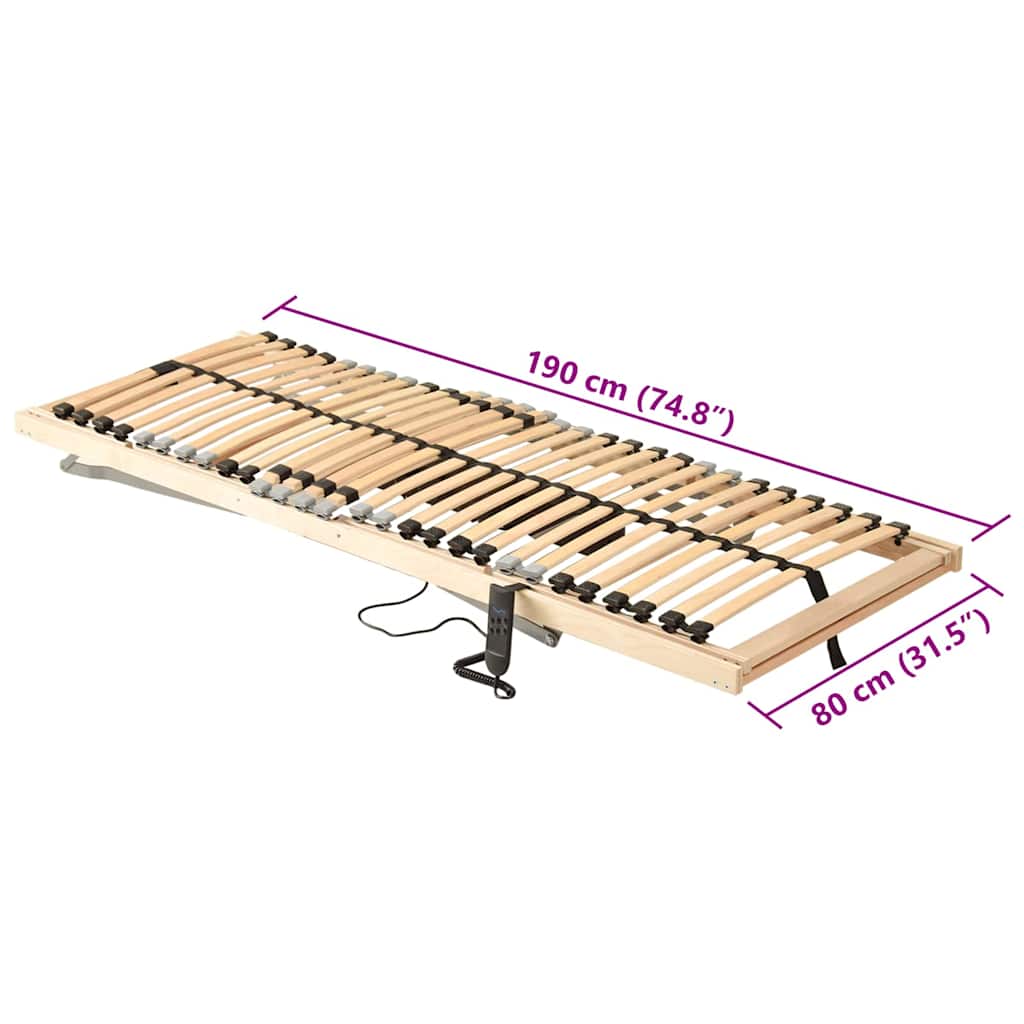 Slatted Bed Base Brown 80 x 190 cm Solid beech wood