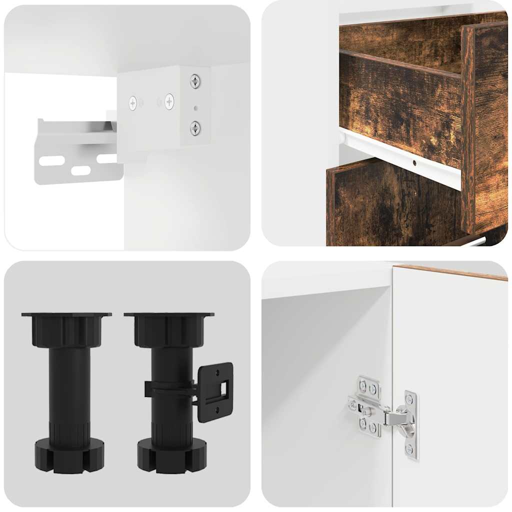 Kitchen Cabinet Set Lyon 4 pcs Smoked Oak 140 x 46 x 81.5 cm