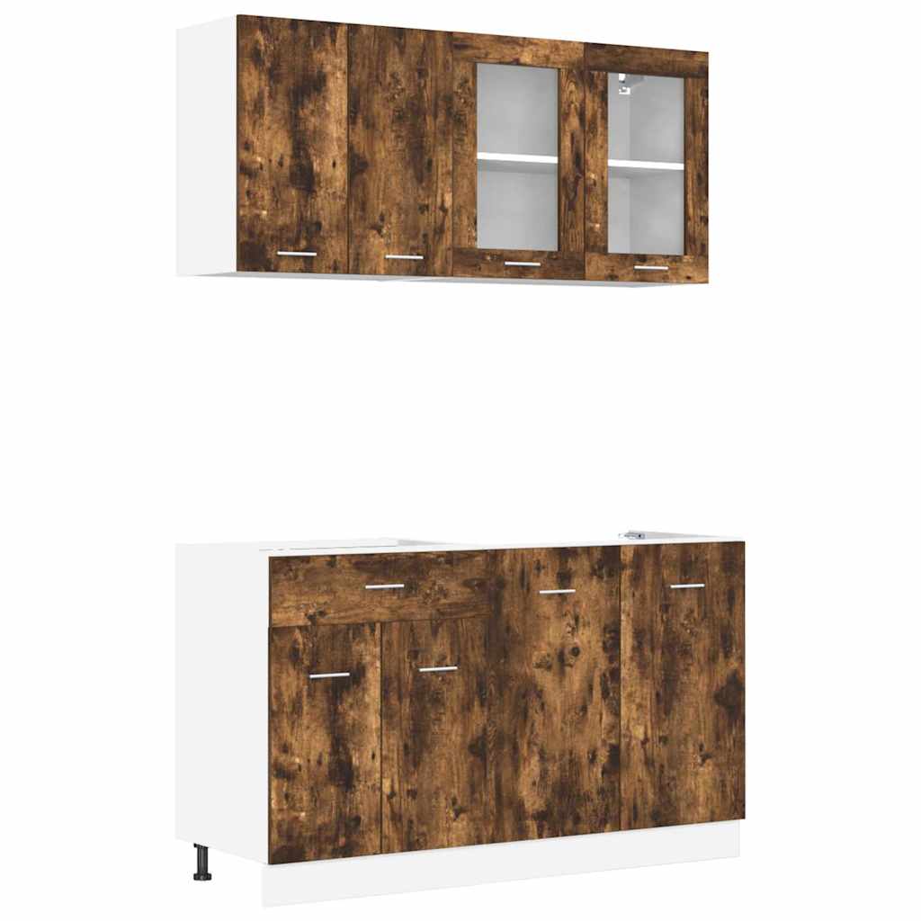 Kitchen Cabinet Set Lyon 4 pcs Smoked Oak 140 x 46 x 81.5 cm