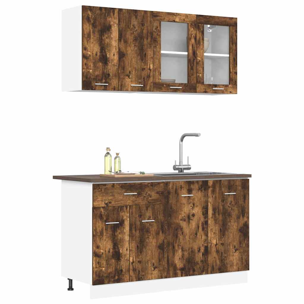 Kitchen Cabinet Set Lyon 4 pcs Smoked Oak 140 x 46 x 81.5 cm