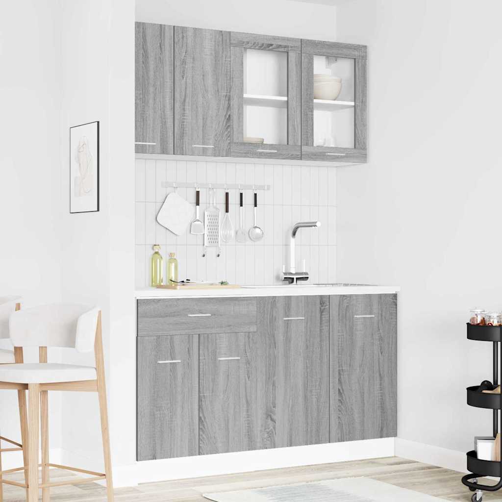 Kitchen Cabinet Set Lyon 4 pcs Grey sonoma 140 x 46 x 81.5 cm