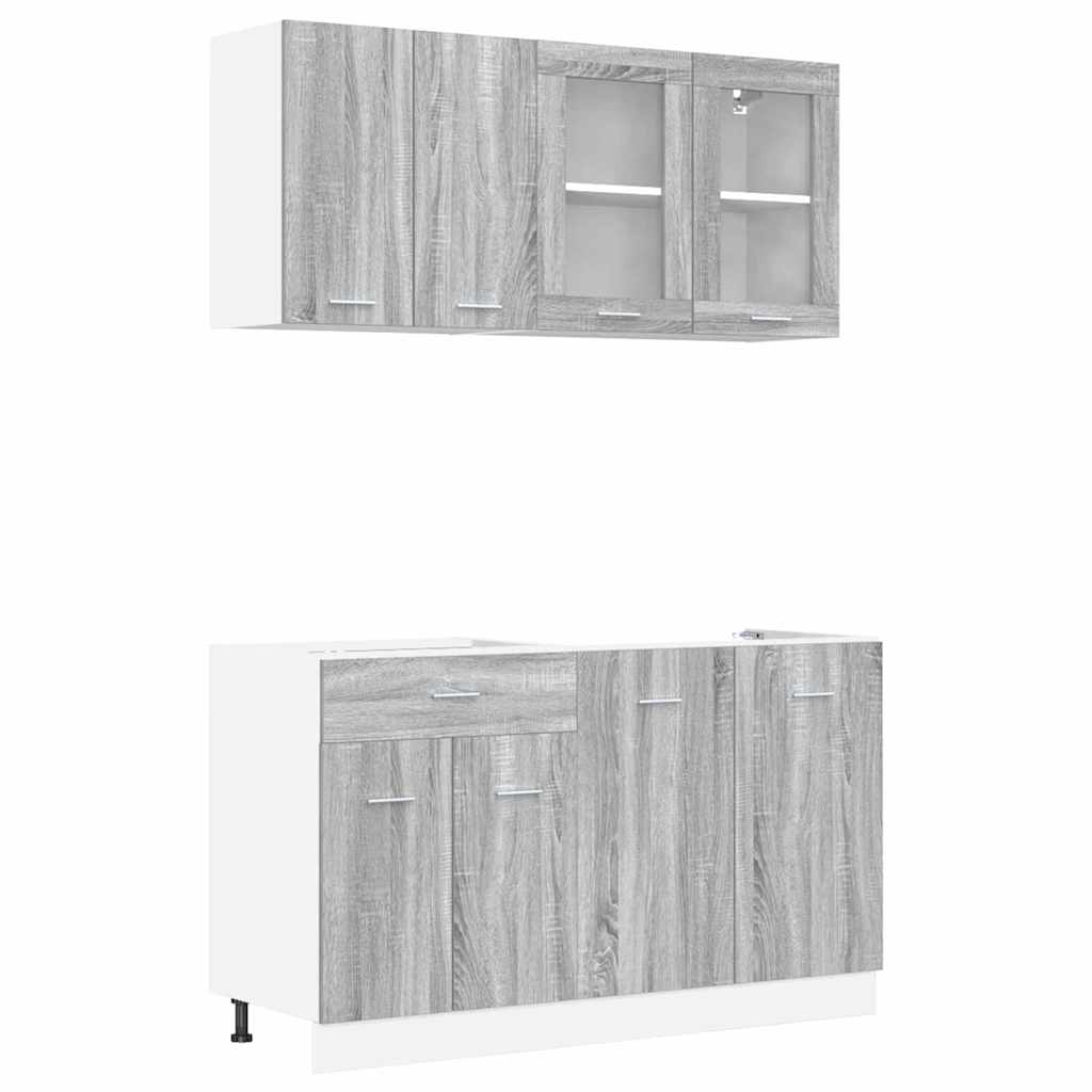 Kitchen Cabinet Set Lyon 4 pcs Grey sonoma 140 x 46 x 81.5 cm