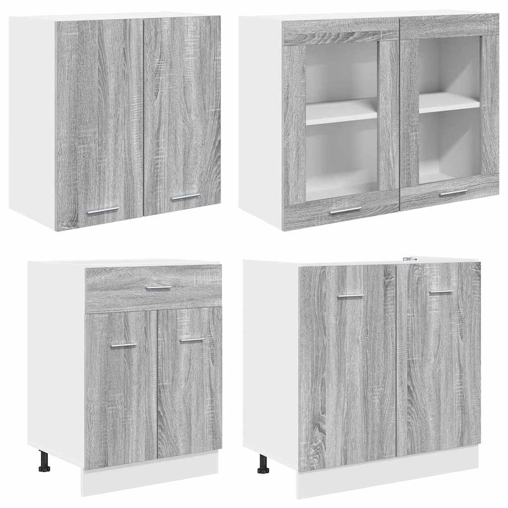 Kitchen Cabinet Set Lyon 4 pcs Grey sonoma 140 x 46 x 81.5 cm
