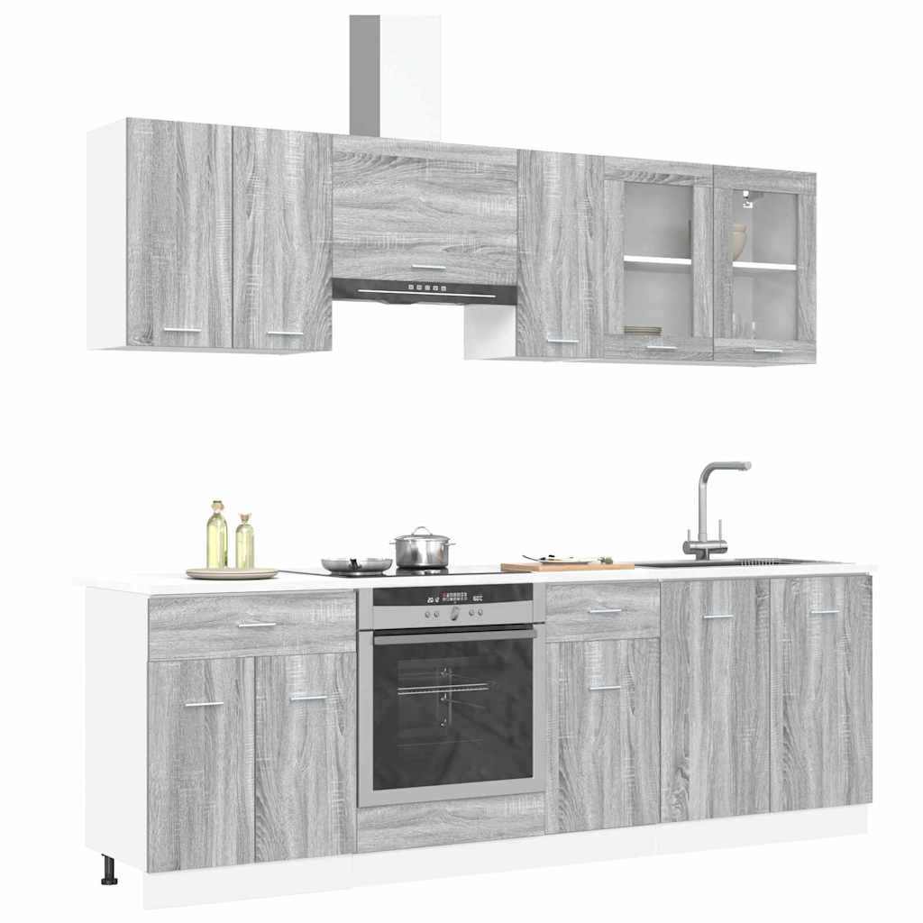Kitchen Cabinet Set Lyon 8 pcs Grey Sonoma 240 x 46 x 81.5 cm