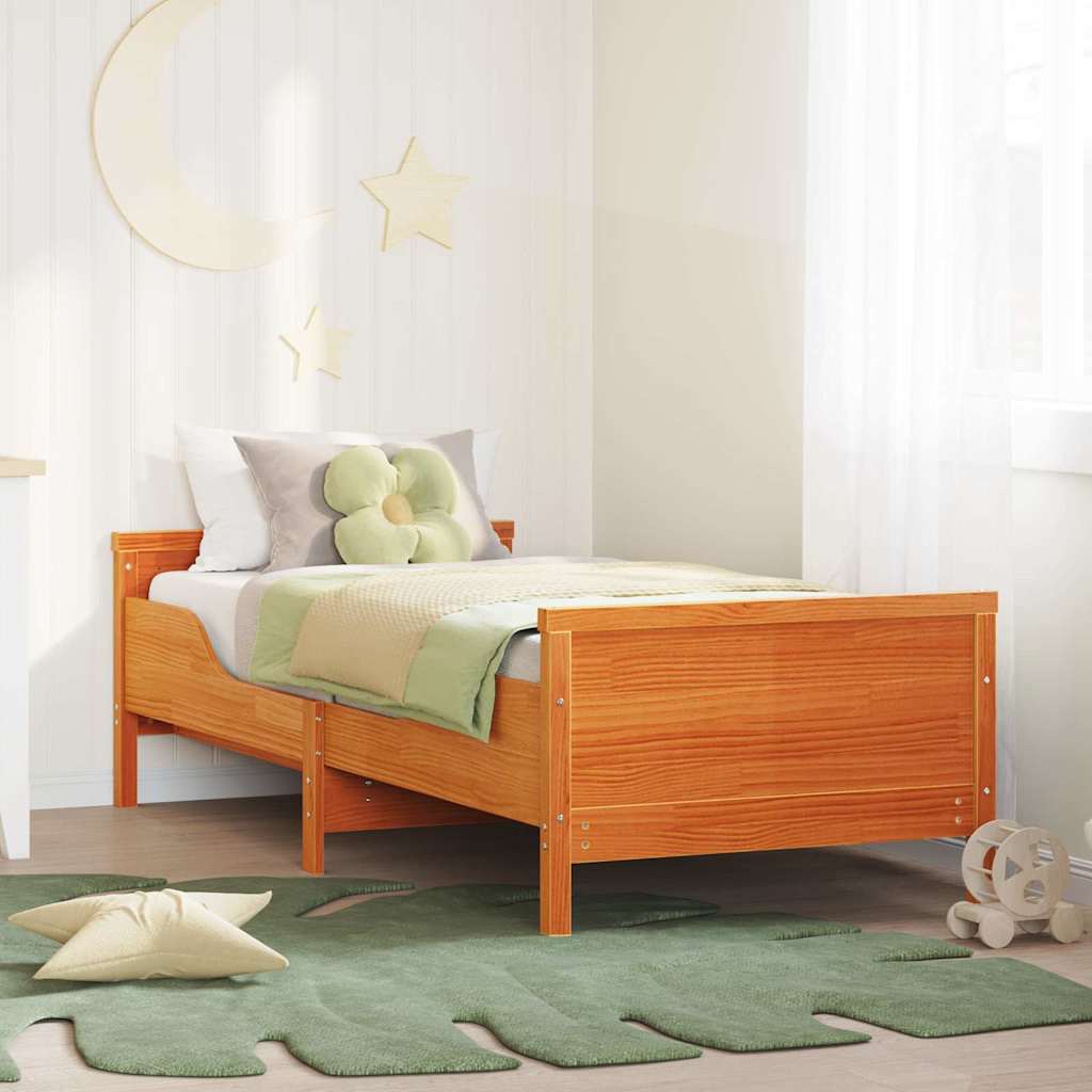 Extendable Bed Frame for Kids Wax brown 80 x 130 / 165 / 200 cm