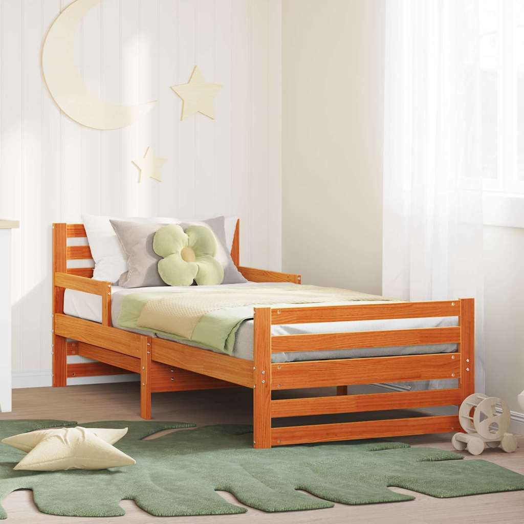 Extendable Bed Frame for Kids Wax brown 80 x 130 / 165 / 200 cm