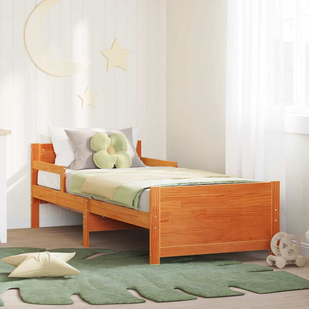 Extendable Bed Frame for Kids Wax brown 80 x 130 / 165 / 200 cm