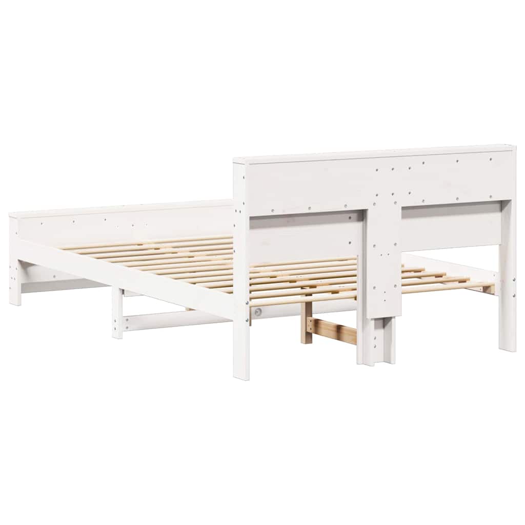 Bed Frame with Headboard White 120 x 200 cm Solid pine wood