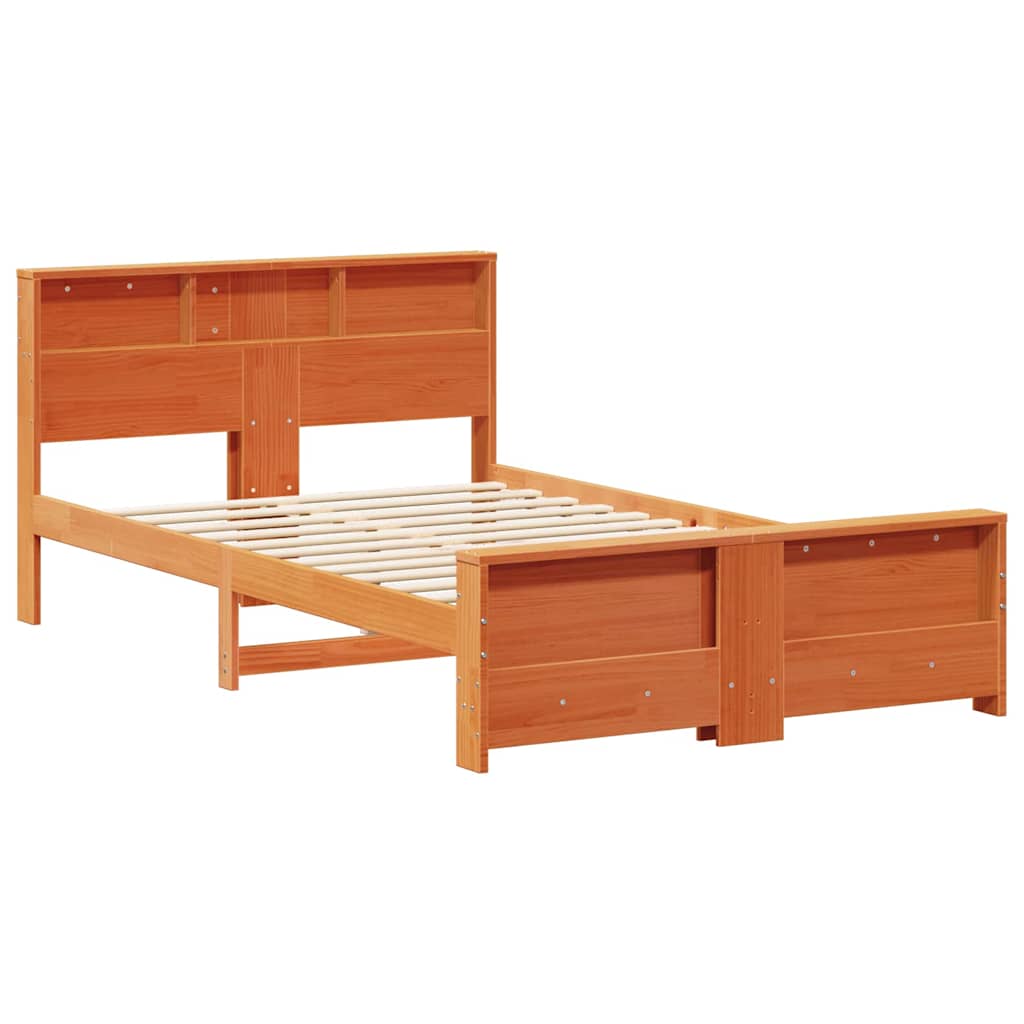 Bed Frame with Headboard Wax brown 120 x 200 cm Solid pine wood