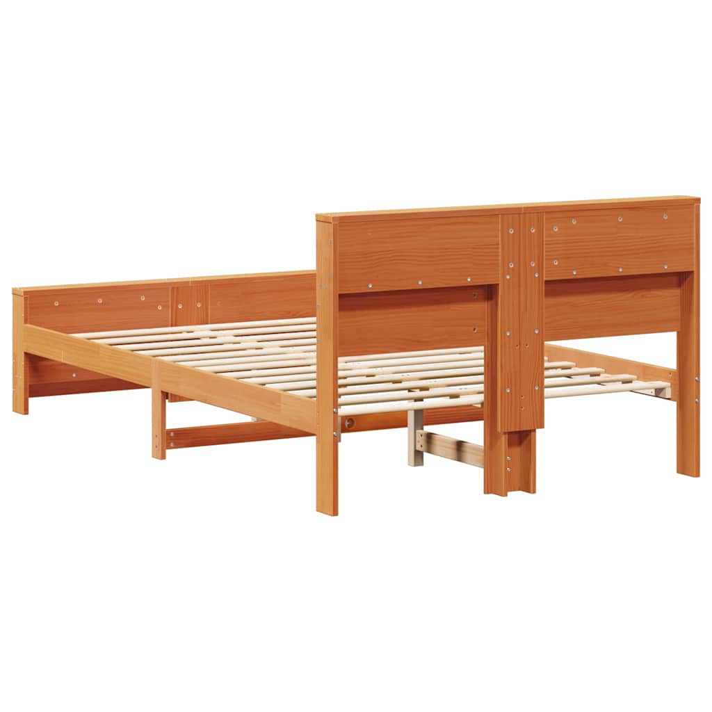 Bed Frame with Headboard Wax brown 120 x 200 cm Solid pine wood