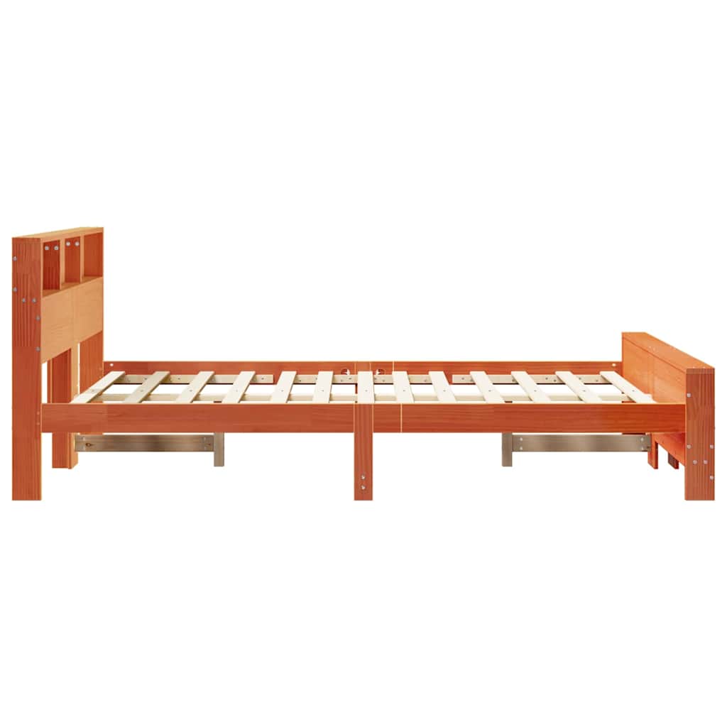 Bed Frame with Headboard Wax brown 120 x 200 cm Solid pine wood