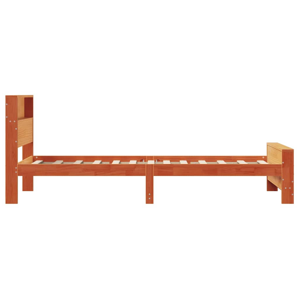 Bed Frame with Headboard Wax brown 100 x 200 cm Solid pine wood