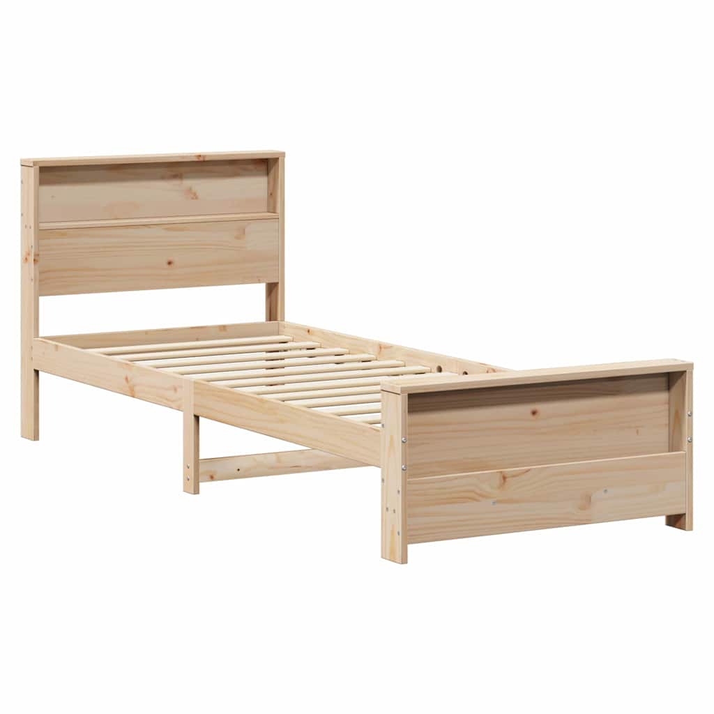 Bed Frame with Headboard Brown 90 x 200 cm Solid pine wood