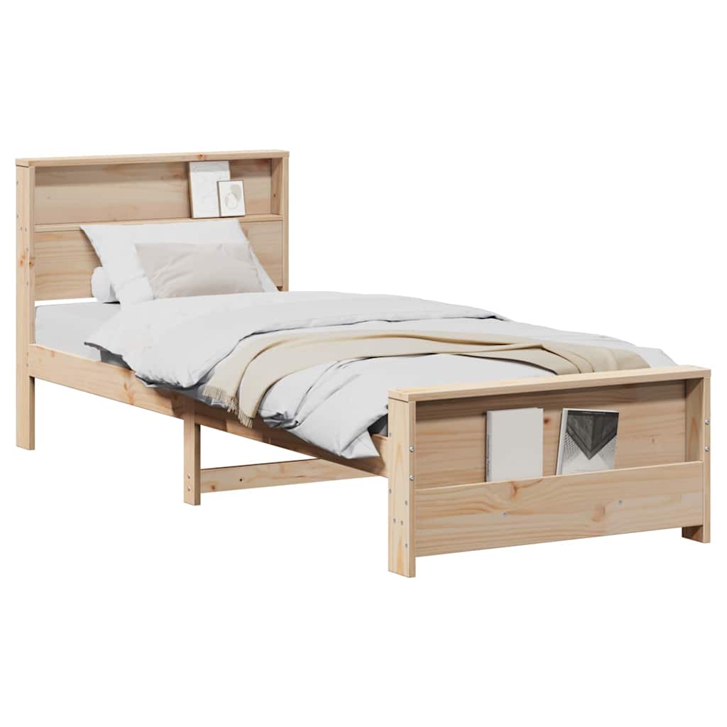 Bed Frame with Headboard Brown 90 x 200 cm Solid pine wood