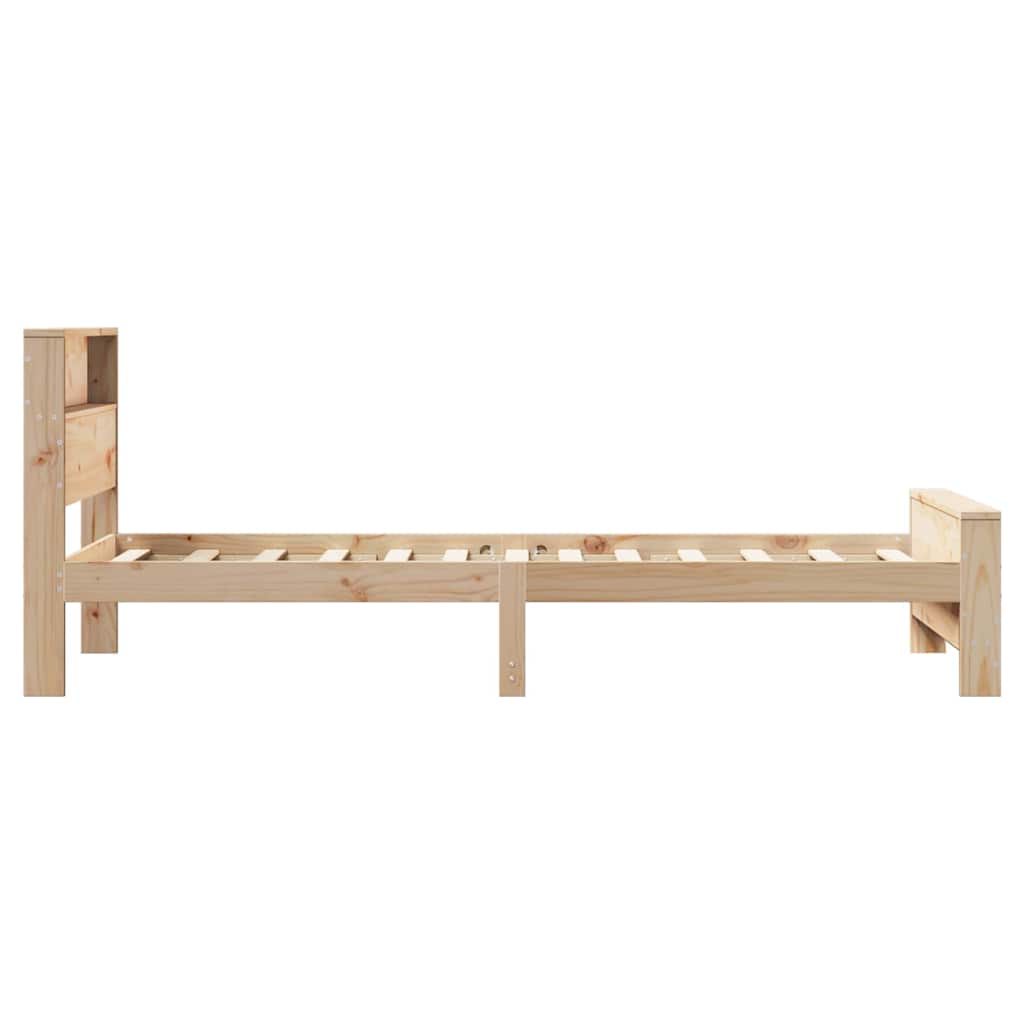 Bed Frame with Headboard Brown 90 x 200 cm Solid pine wood