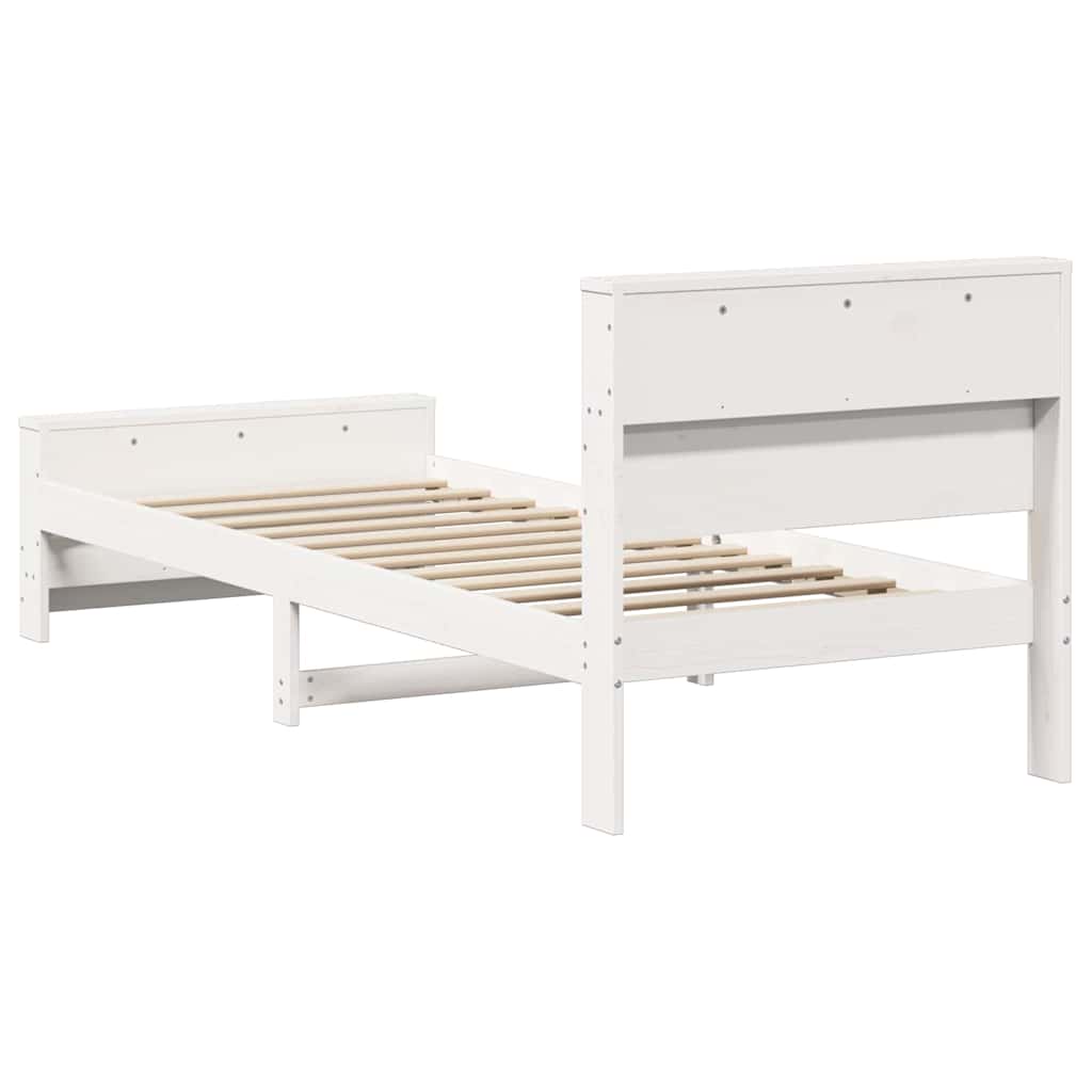 Bed Frame with Headboard White 90 x 200 cm Solid pine wood