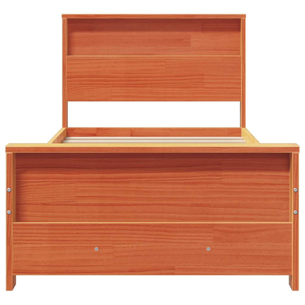 Bed Frame with Headboard Wax brown 80 x 200 cm Solid pine wood