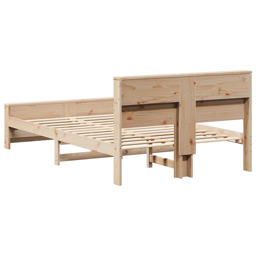 Bed Frame with Headboard Brown 140 x 190 cm Solid pine wood