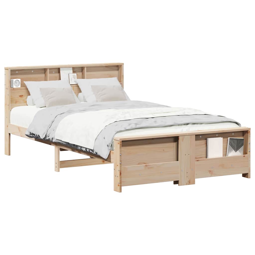 Bed Frame with Headboard Brown 140 x 190 cm Solid pine wood