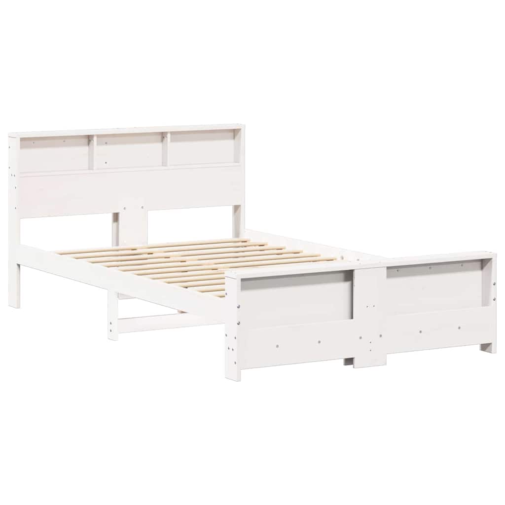 Bed Frame with Headboard White 140 x 190 cm Solid pine wood