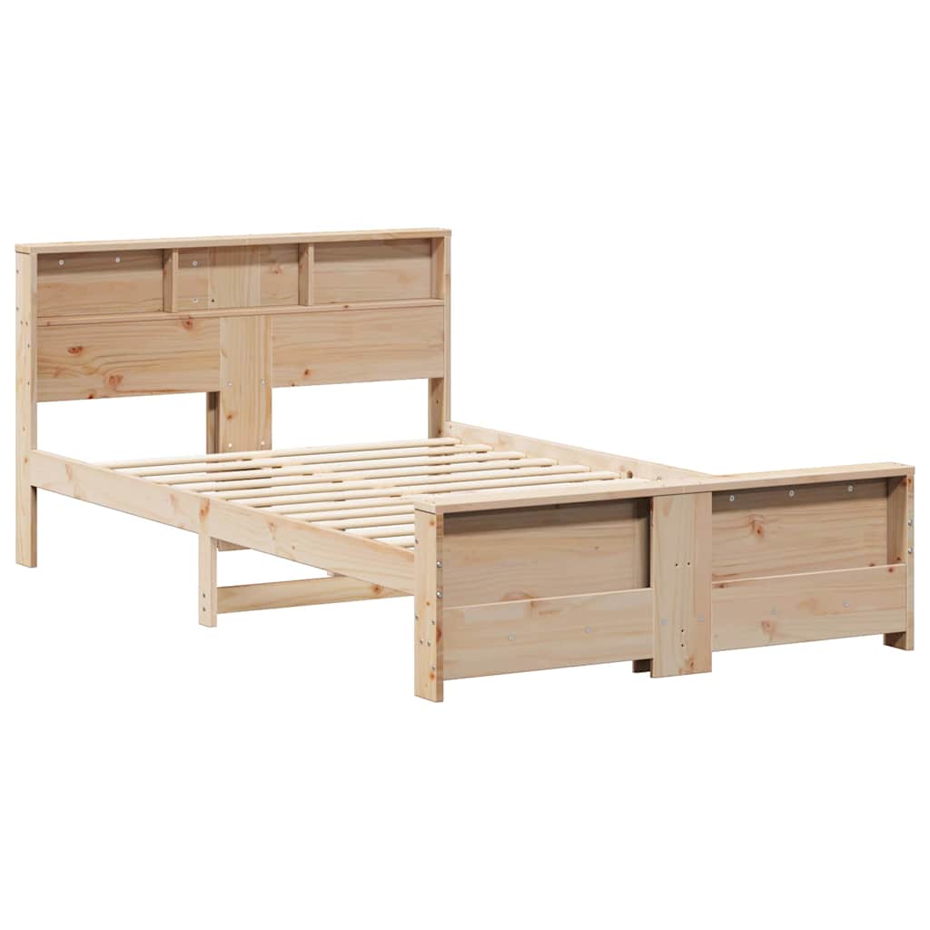 Bed Frame with Headboard Brown 135 x 190 cm Solid pine wood