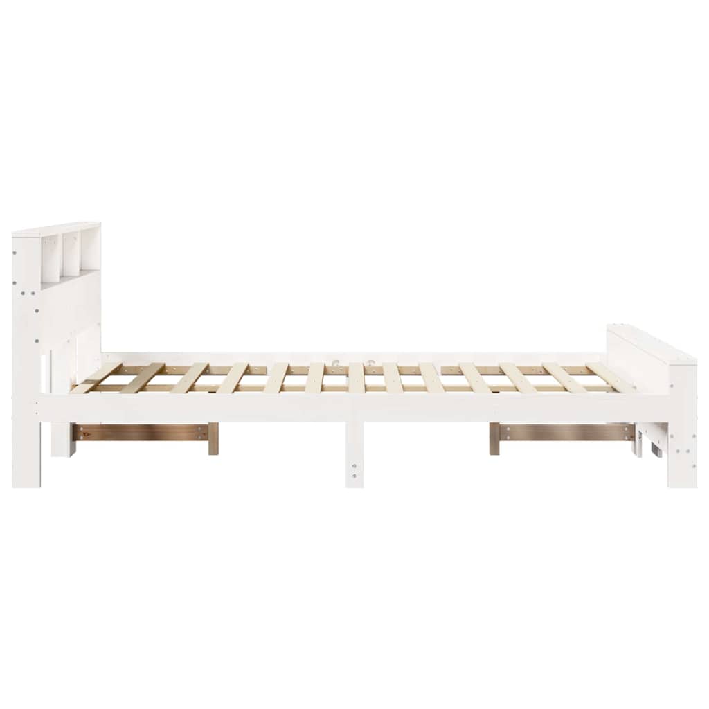 Bed Frame with Headboard White 135 x 190 cm Solid pine wood
