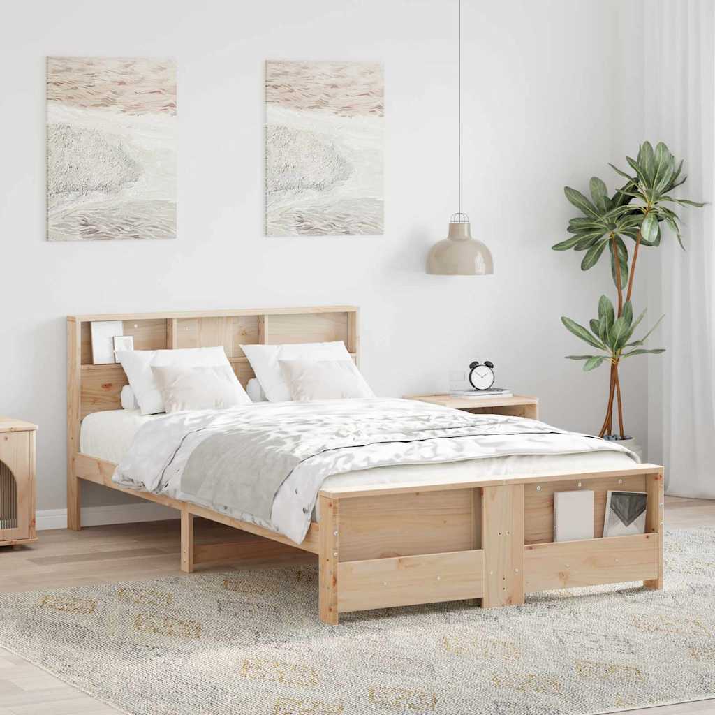Bed Frame with Headboard Brown 120 x 190 cm Solid pine wood