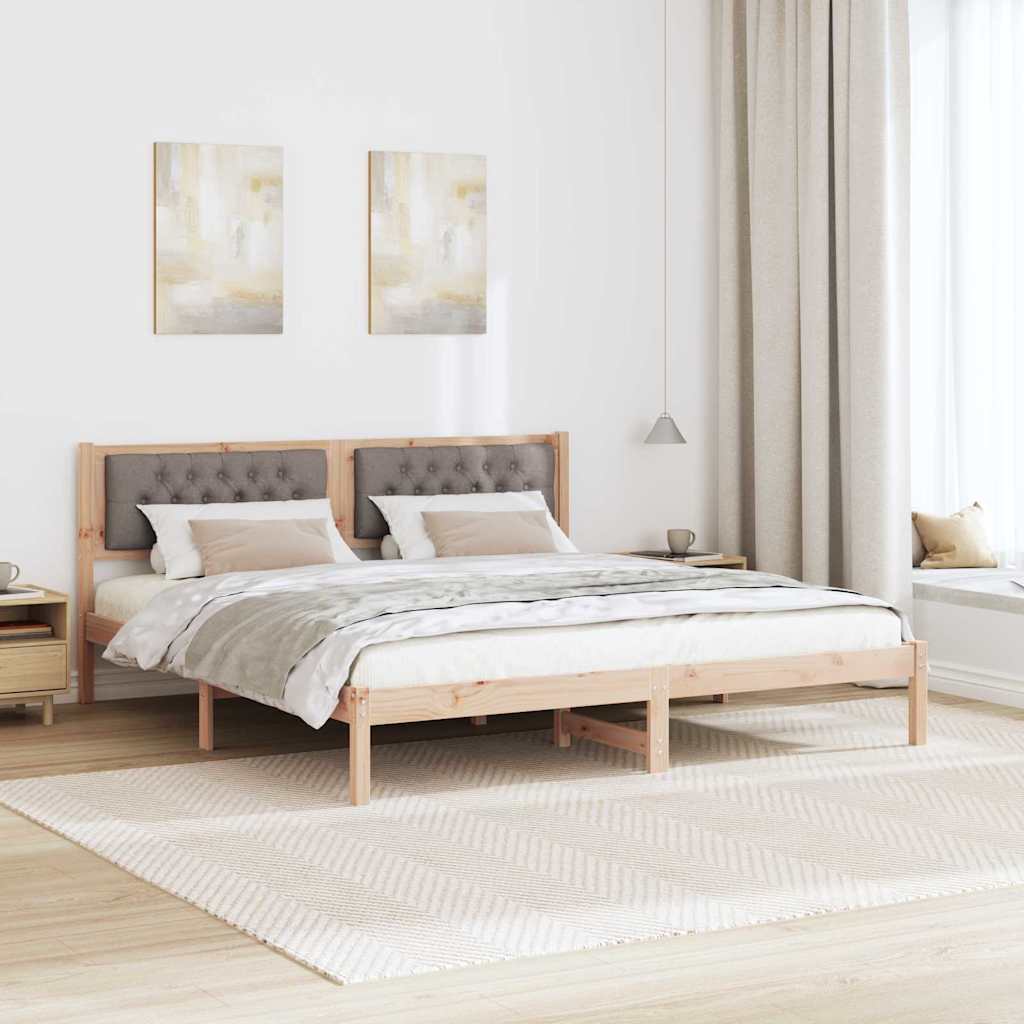 Bed Frame with Headboard Taupe 160 x 200 cm Fabric