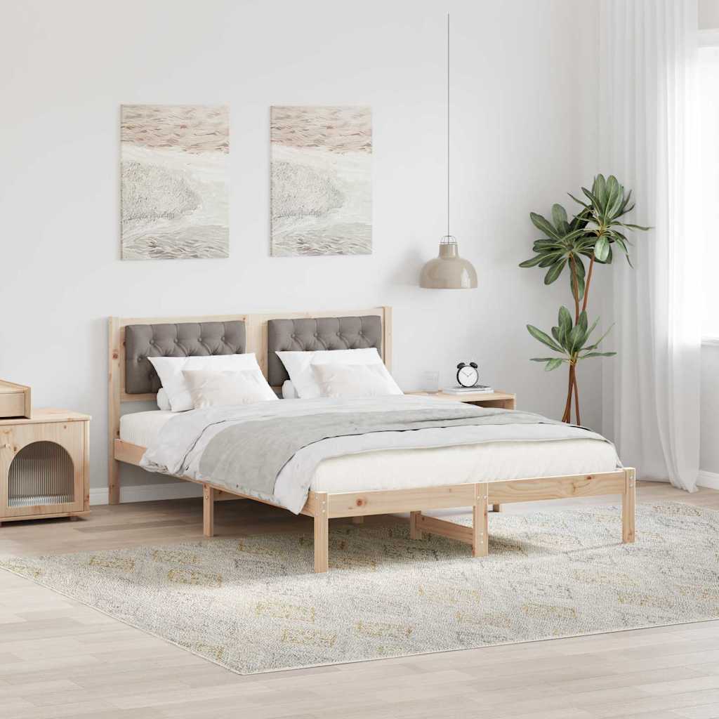 Bed Frame with Headboard Taupe 140 x 190 cm Fabric