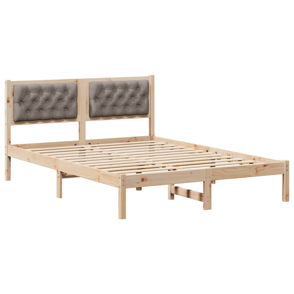 Bed Frame with Headboard Taupe 140 x 190 cm Fabric