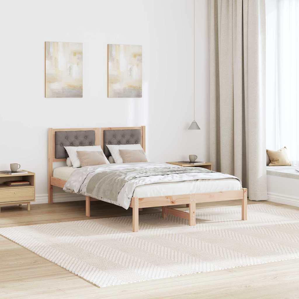 Bed Frame with Headboard Taupe 135 x 190 cm Fabric