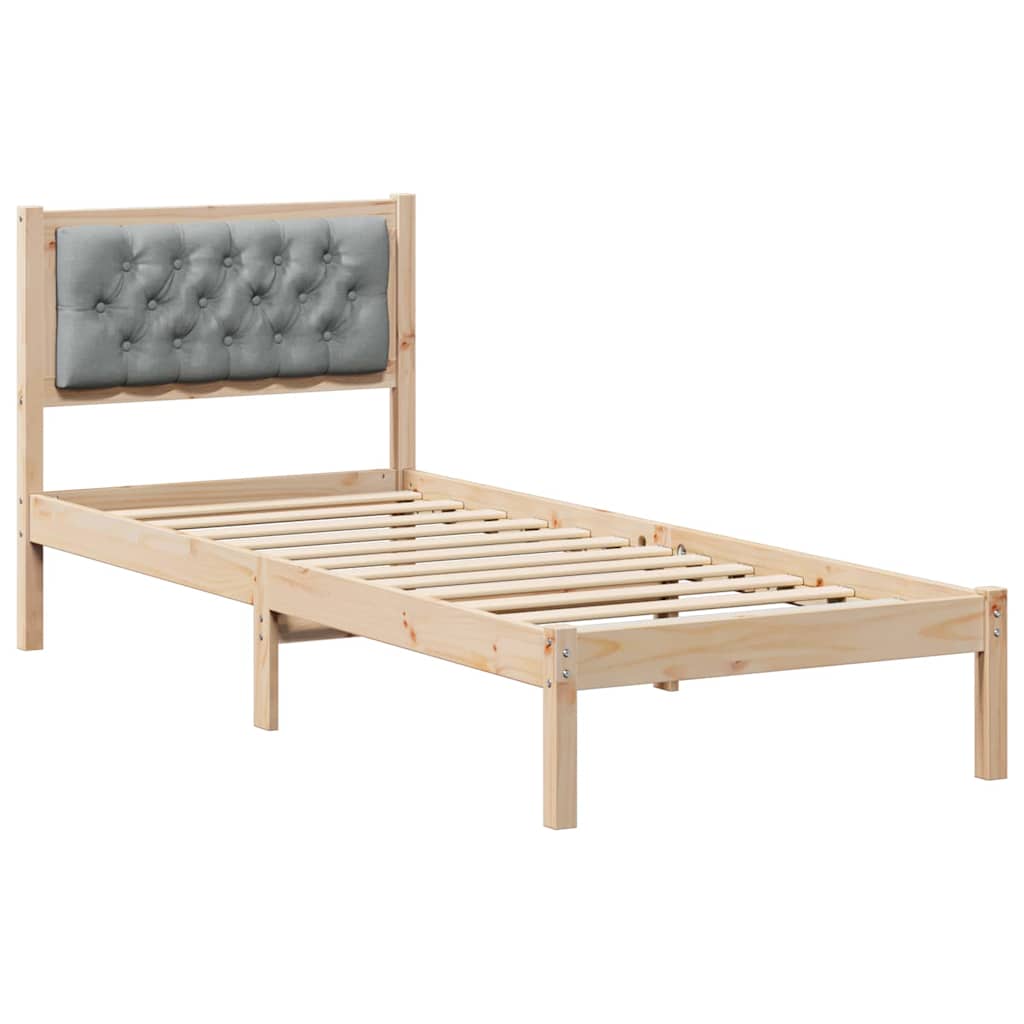 Bed Frame with Headboard Light Grey 75 x 190 cm Fabric