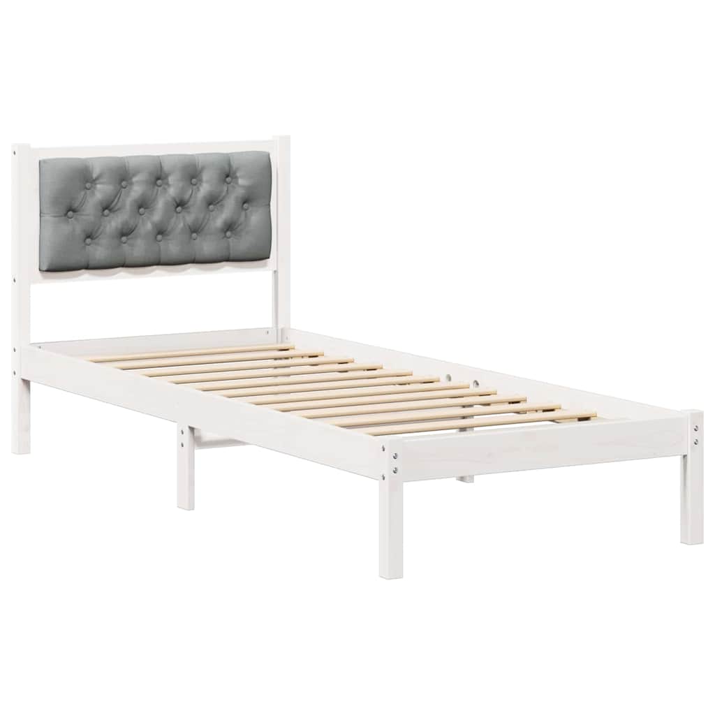 Bed Frame with Headboard Light Grey 75 x 190 cm Fabric