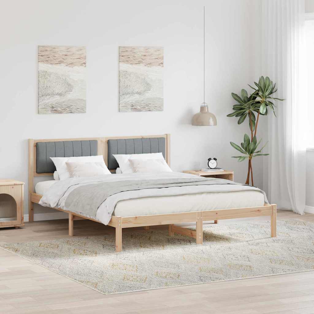 Bed Frame with Upholstered Headboard Light Grey 160 x 200 cm
