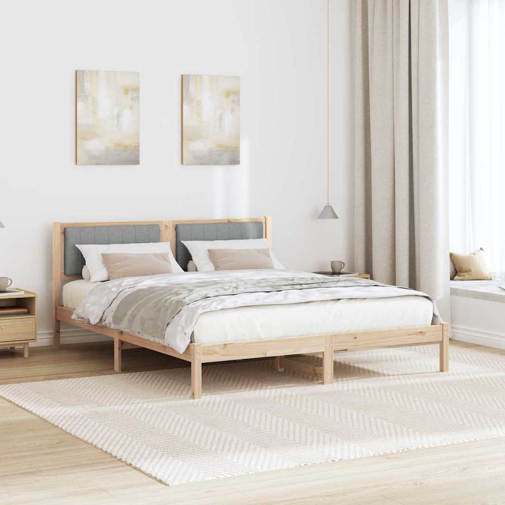 Bed Frame with Upholstered Headboard Light Grey 160 x 200 cm